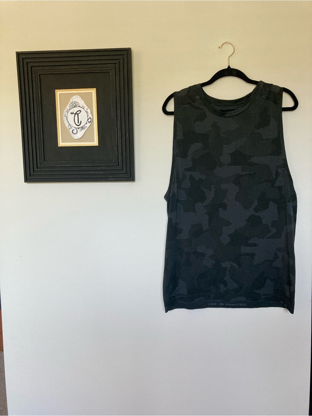 mens lululemon Dark Camo Performance Muscle Tank - Black/Gray